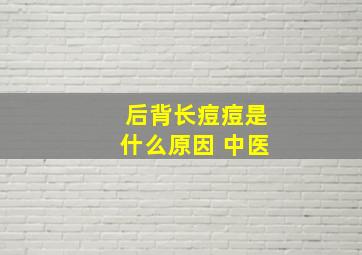 后背长痘痘是什么原因 中医